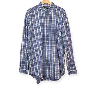 Ralph Lauren Sport Men’s 100% Cotton Blue Plaid Button Down Shirt Size Large
